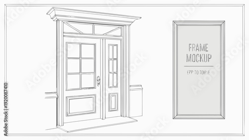 Architectural Sketch of a Doorway and Frame Mockup.