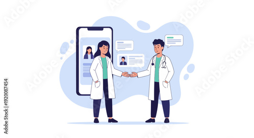 Doctors collaborating on a medical case via smartphone.