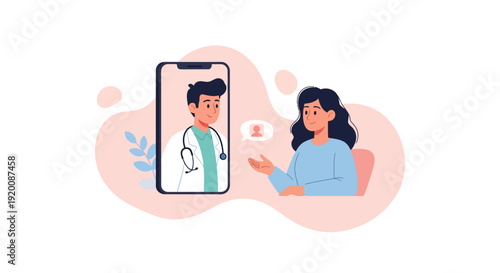 Telemedicine consultation between doctor and patient via mobile phone.