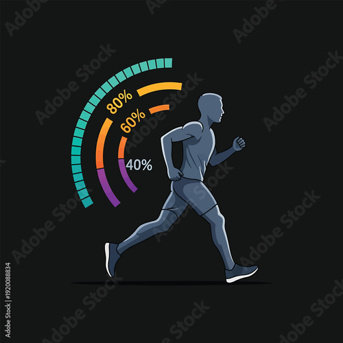 Man Running with Health and Fitness Data Visualization.