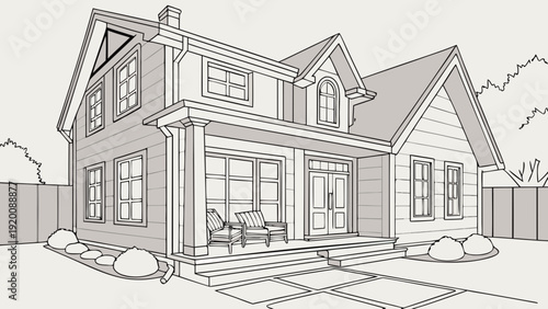 Detailed Architectural Drawing of a TwoStory House 1.