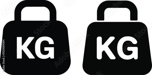 A pair of black kilogram weight icons on a white background