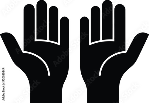 Two hands with palms facing outwards in black silhouette