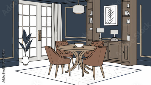 Elegant Dining Room Interior Design with Round Table 1.