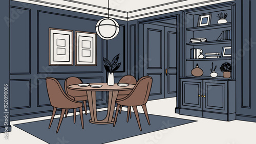 Elegant Dining Room Interior Design Illustration 2.