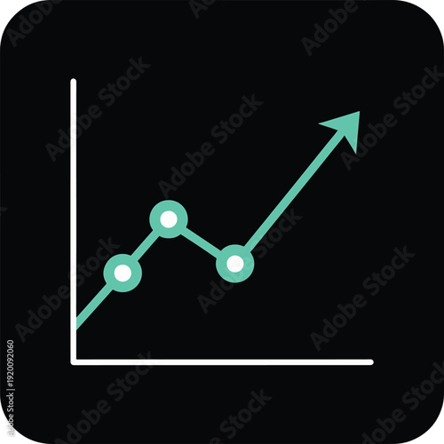 Green Line Graph Showing Upward Trend with Data Points.