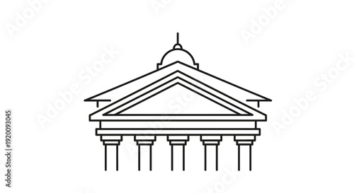 Classical Architecture Building with Columns and Dome.