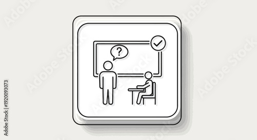 Classroom scene with teacher and student interaction.