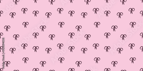 Seamless pattern with hand-drawn ribbon bows on a light pink background