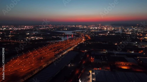 Wallpaper Mural Aerial View of City Traffic at Twilight. Torontodigital.ca