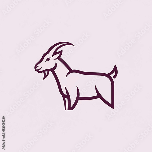 Minimalist Line Art Illustration of a Goat Standing Proudly.