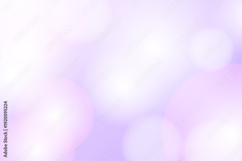 Fototapeta premium 光と丸いぼかしが重なる淡い紫の幻想的な抽象背景イラスト