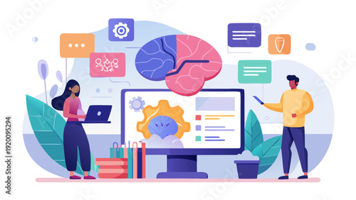 Artificial Intelligence Concept of a Glowing Digital Brain with Neural Network Connections.eps