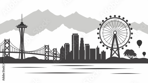 Future Cityscape Concept with Panoramic Architecture and Bridge.eps