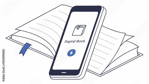 Person using a smartphone to read books through a digital app.eps