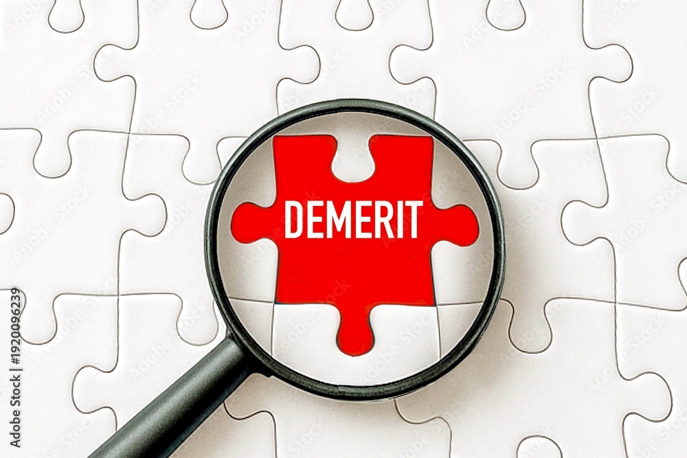 Naklejka premium デメリットのパズルと虫眼鏡