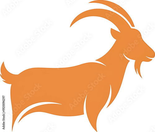 Orange Silhouette of a Goat with Horns.