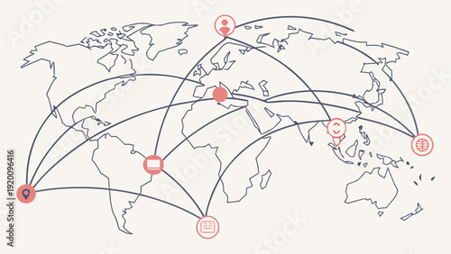 Global communication concept with interconnected world map vector.eps