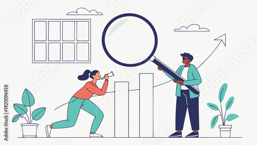 Business data analysis and marketing strategy concept illustration.eps