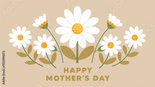 Happy Mother's Day Greeting Card with Elegant Floral Bouquet and Hand Lettering.eps