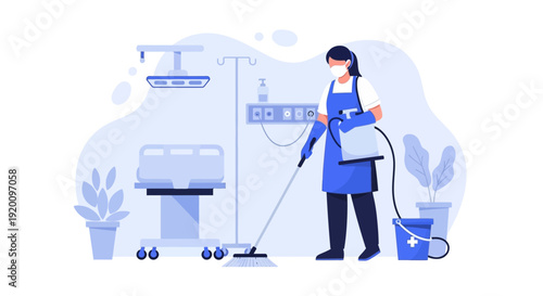 Cleaning Service Professional in Hospital Environment.