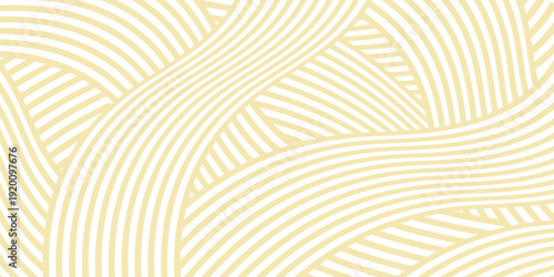 Yellow instant noodles, pasta, and spaghetti textures with geometric wavy lines. modern illustration