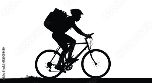 Man Riding Bicycle Silhouette Illustration