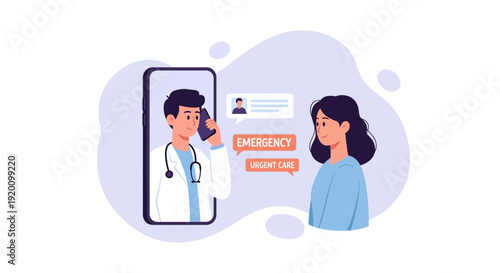 Woman contacting doctor through mobile phone for emergency medical consultation.