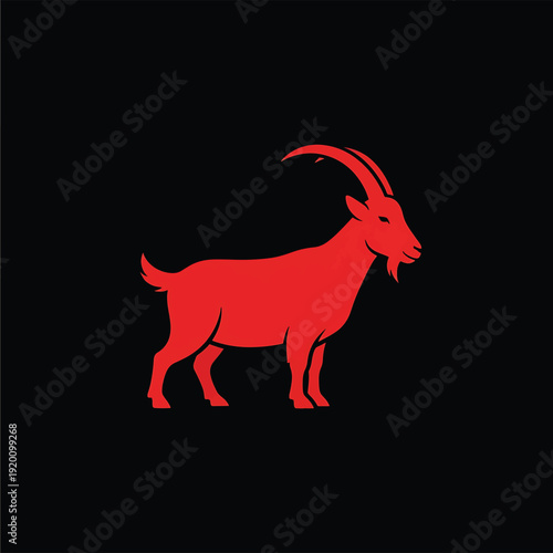 Red Silhouette of a Goat Standing Proudly.