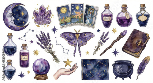 Mystical and Celestial Witchy Elements Sticker Set