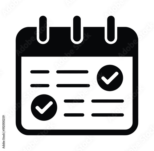 Vector calendar with checkmarks indicating completed tasks