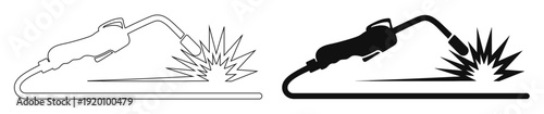 Professional Welding Torch Icon with Metal Arc Spark Vector Illustration