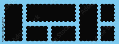 Set Postage stamps template. Blank frame of postal stamp for mail envelope. Vector illustration EPS10
