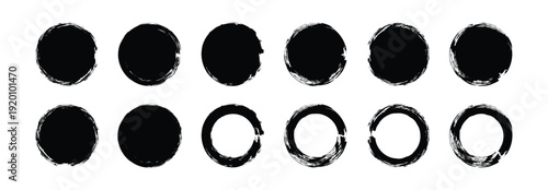 Grunge ink stamp circles, round shape stamp Grunge round shapes. Creative elements for your design. Grunge banner collection. 