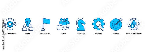 Banner business concept vector illustration. Business icons, management and human resources