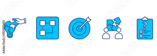 Icon Set of problem solving and solution. Vector Illustration. Editable Icons Collection on white Background for Web and Print 