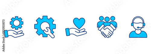 Icon Set of customer service, support and help