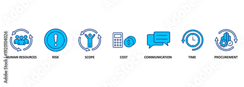 Banner project management vector illustration concept with icons 