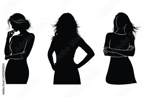 Three women silhouettes in elegant poses