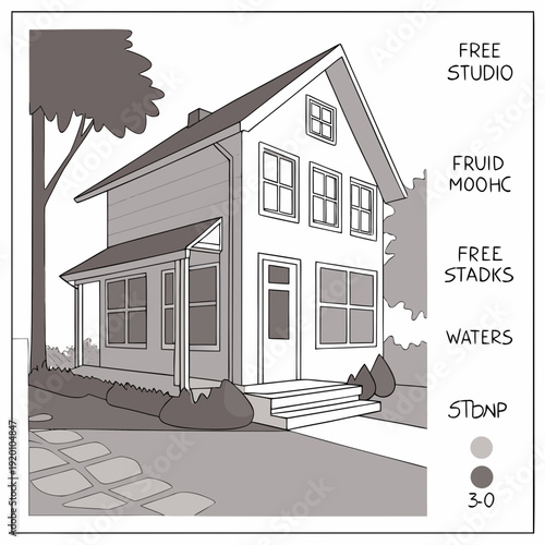 Detailed Architectural Drawing of a TwoStory House with Porch 1.