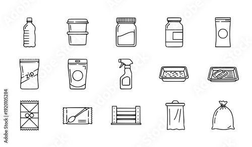 Plastic Product and Packaging Editable Line Icon Set