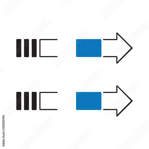 Blue and black arrow symbols isolated on white background minimalist design directional icons for navigation or progress indication in presentations and infographics
