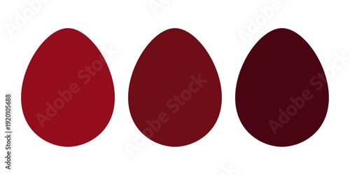 東欧風の深赤イースターエッグ3色セット｜正教会をイメージしたフラット単色ベクター素材