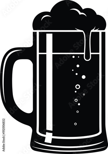 Frothy Beer Mug Illustration - Refreshing Cold Drink with Bubbles
