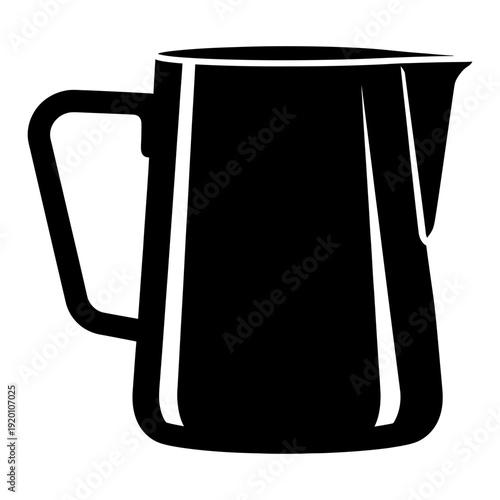 Milk pitcher silhouette icon isolated on white background for barista and coffee shop design