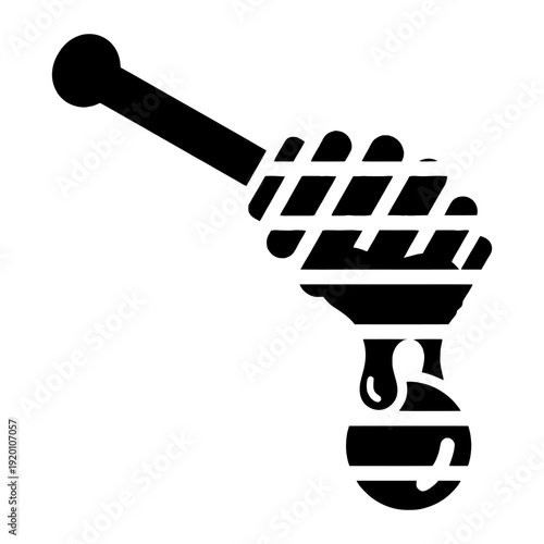 Honey dipper icon silhouette with dripping liquid vector illustration isolated on white