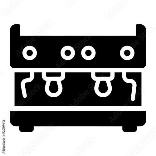 Professional Espresso Machine Icon for Coffee Shop Equipment Isolated on White Background Minimalist Black Glyph Style