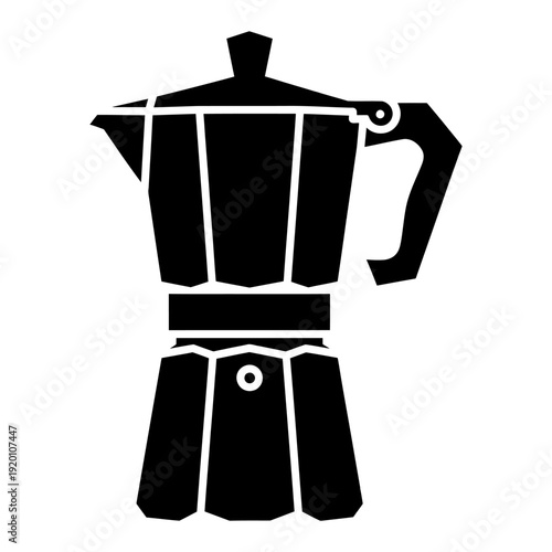 Moka Pot Italian Coffee Maker Silhouette Isolated on White Background Flat Vector Icon
