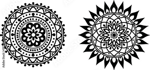 mandalas with intricate floral designs and geometric patterns for decoration and art