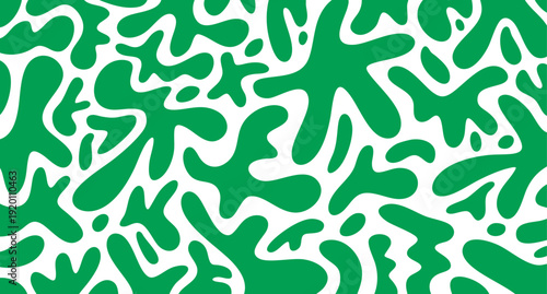 Abstract green liquid splash background with mossy ripple shapes, nature, moss, forest. Single non seamless pattern, hand drawn. Great for eco branding, organic product label, gardening blog banner.